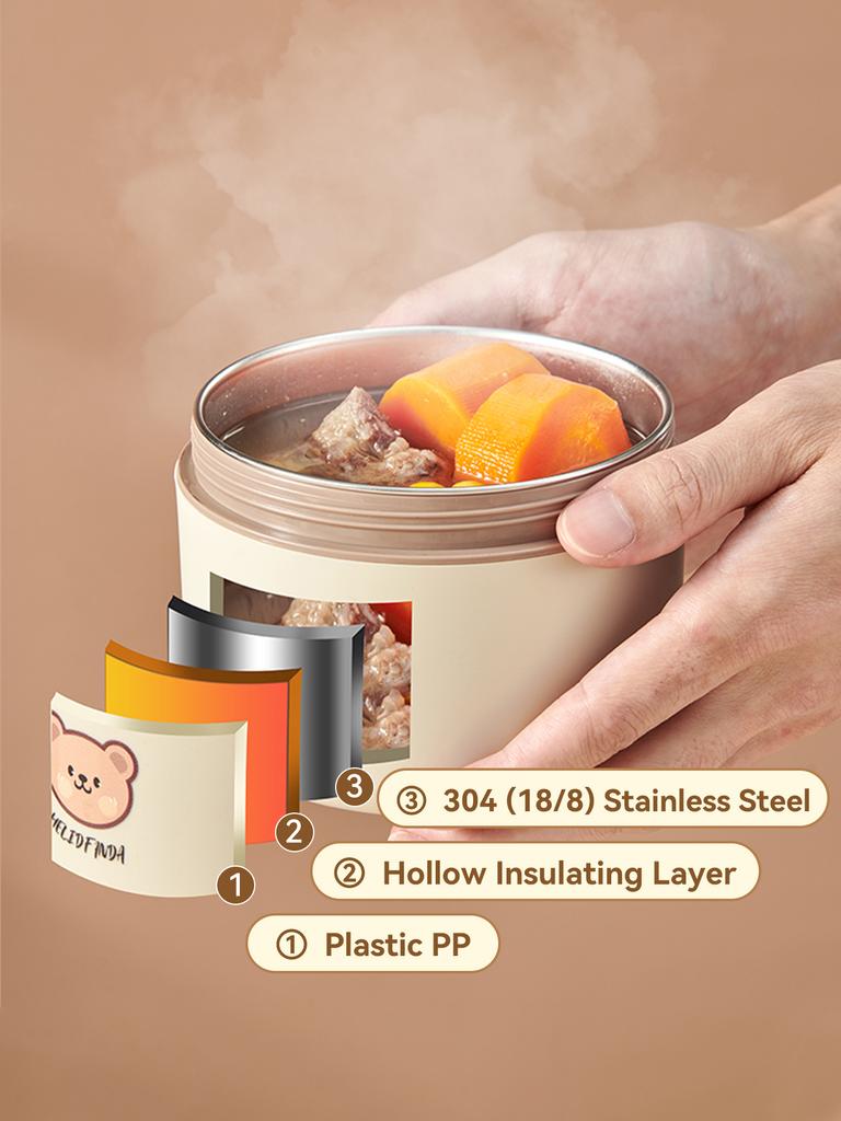 WORTHBUY Portable Insulated Lunch Box 304 Stainless Steel Thermal Bento Box Leak Proof Microwave Safe Salad Food Container Box