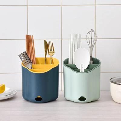 New 1Pc Cutlery Drain Rack Spoon Fork Chopstick Double Layer Cutlery Holder Tableware Drainboard Organizer Kitchen Tool
