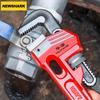 8in/10in/12in Heavy Duty Straight Pipe Wrench Adjustable Aluminum Plumber Wrench with Floating Hook Jaw I Beam Handle Red