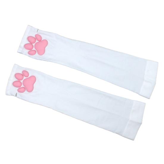 Cat Paw Thigh High Socks for Women 3D Toe Beans Cat Claw Pad Socks Elastic Knee-High Stockings with Silicone Grips Animal Cosplay Outfit