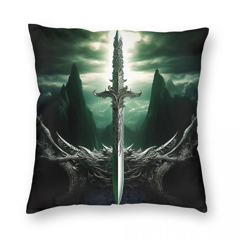 Fantasy Fiction Ancient Dragon Blade Square Pillowcase Polyester Linen Velvet Pattern Decor Throw Pillow Car Cushion Case 45X45