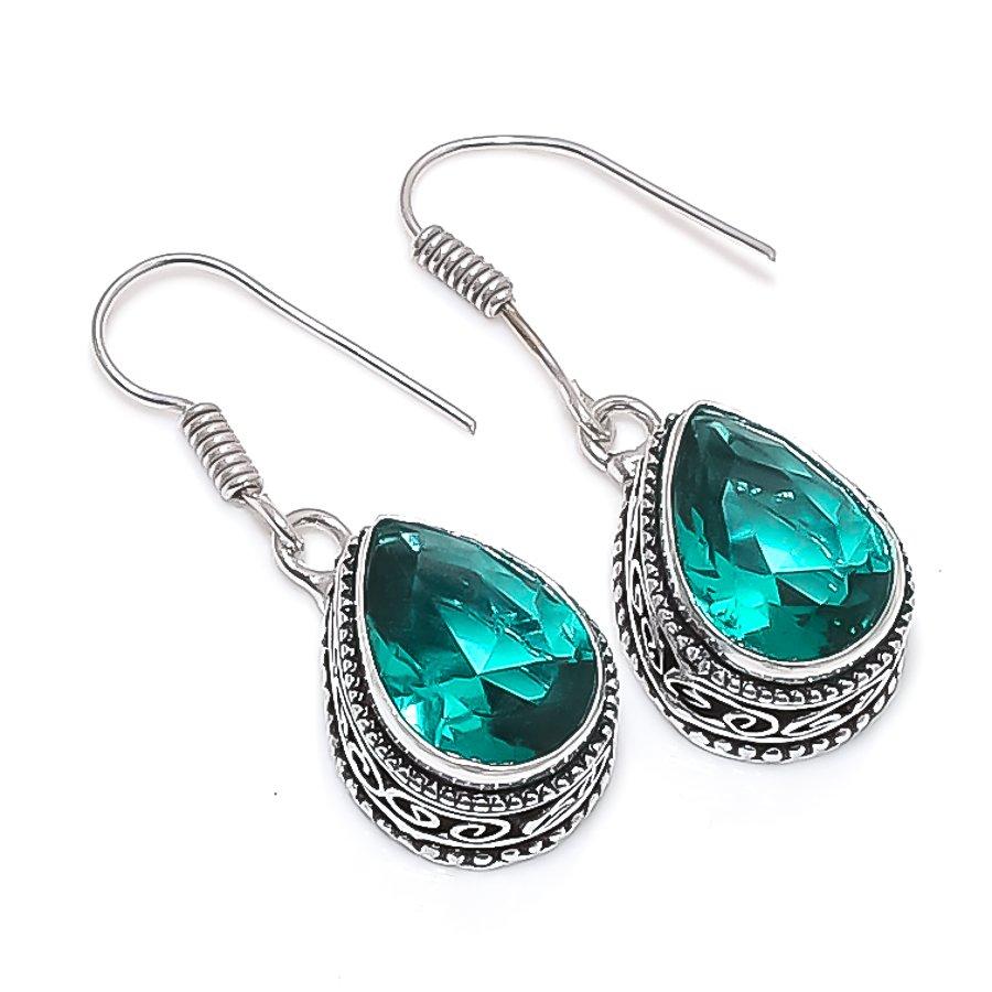 

Натуральный Индиголит Турмалин 925 Стерлинговое Серебро Ювелирное Изделие Серьга 1,42 G3G89