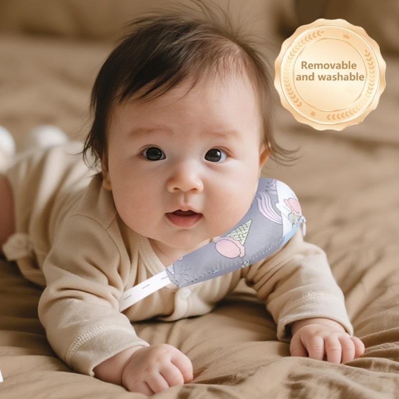 Baby Pillow with Ergonomic Neck Support Breathable Cotton Pillow with Cartoon Pattern for Newborns Infant