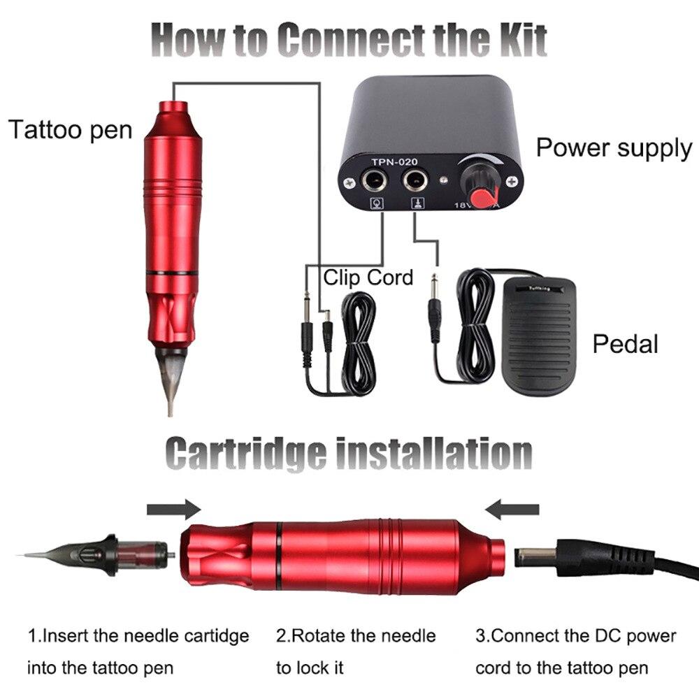 MiniTattoo Power Pen Motor Tattoo Machine Set Sada tetovacích per pro profesionály