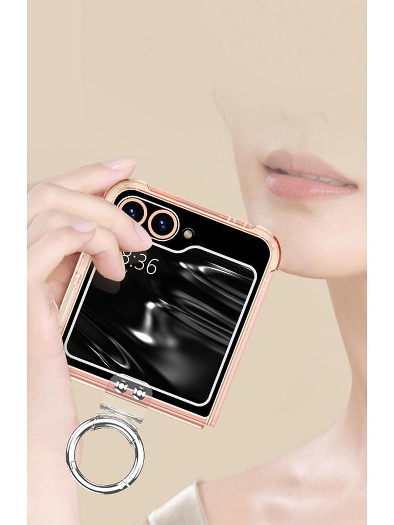 Samsung Flip6 Foldable Phone Case: Anti-collision Protective Cover with Airbag, Finger Ring, and Wireless Charging Compatibility