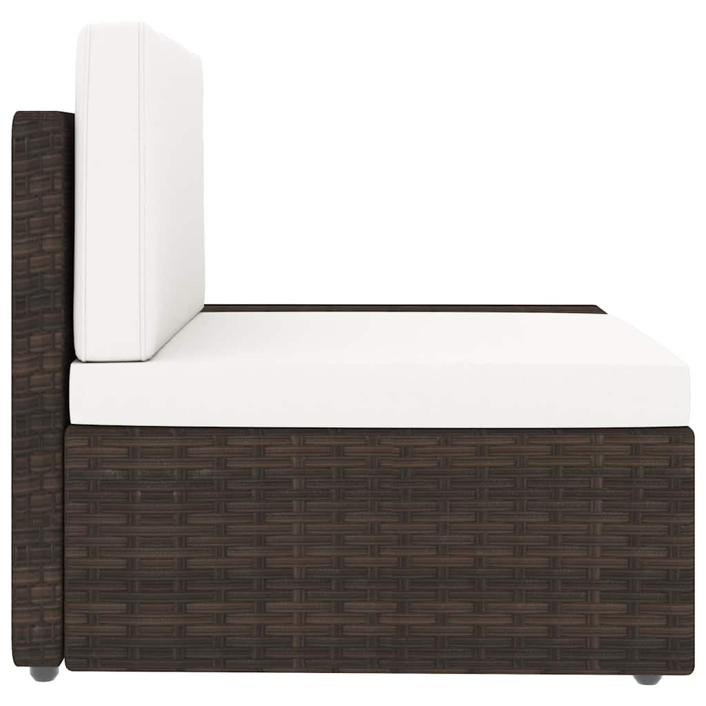 4 Piece Garden Lounge Set Brown Poly Rattan