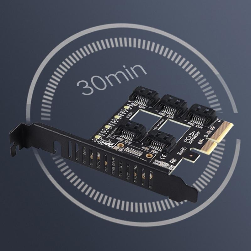PCI-E 4X to 3.0 pansion Card 5 Full Speed Ports 6Gbps Transfer pansion Hard Drive for Win7 / 8/10 / Linux
