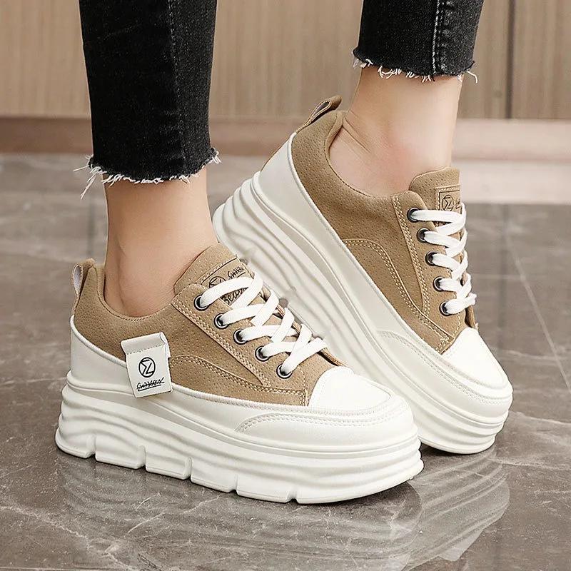 Fashion Shoes for Women Autumn Trend New Woman Flats Shoes Chunky Lace-up Soft-sole Casual Sneakers Female Vulcanized Shoe Walking Shoe