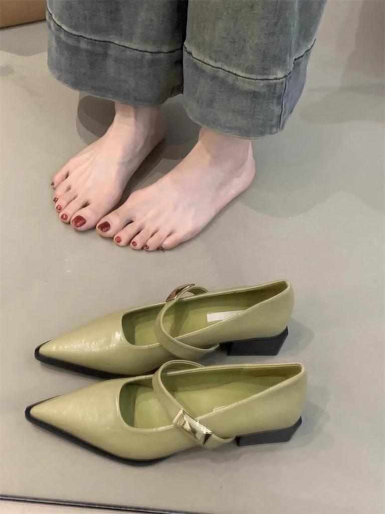 Fashion Shoes Woman Flats Shallow Mouth Pointed Toe Dress Comfortable On Heels New Summer Spring Mary Janes Shoes Woman 2025 Pointed Toe