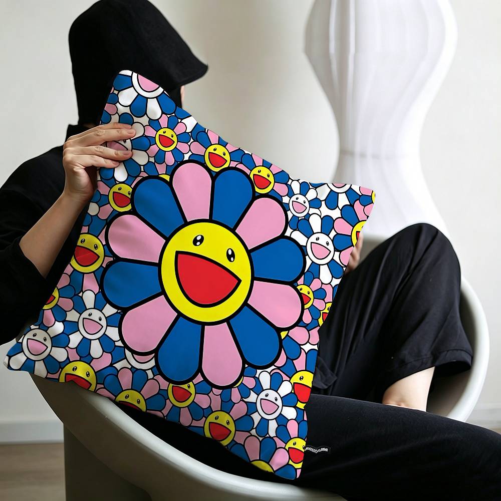 Takashi Murakami Flower Sunflower Pillow Cushion Cover Pillowcase Living Room Sofa Home Decor Customized