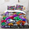 Graffiti Hip Hop Modern Street Art Bedding Set Boys Girls Twin Queen Size Duvet Cover Pillowcase Bed Kids Adult029