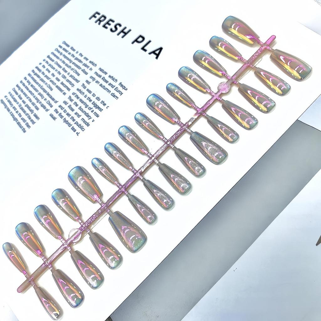 Aurora Cat-Eye Gradient Blush Electroplated Nail Tips