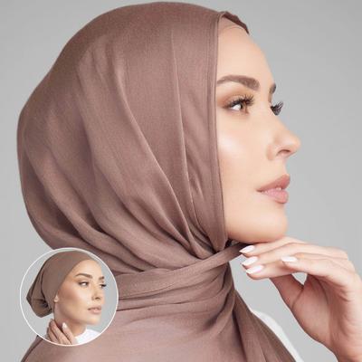 2Pcs Rayon Cotton Muslim Hijab Scarf With Modal Inner Caps Set Woman Ramadan Hijabs Shawl Islamic Turban Femme Headband Set