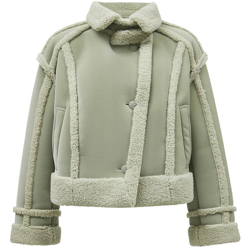 ONLY Women's Faux Lamb Wool & PU Drop Shoulder Padded Coat