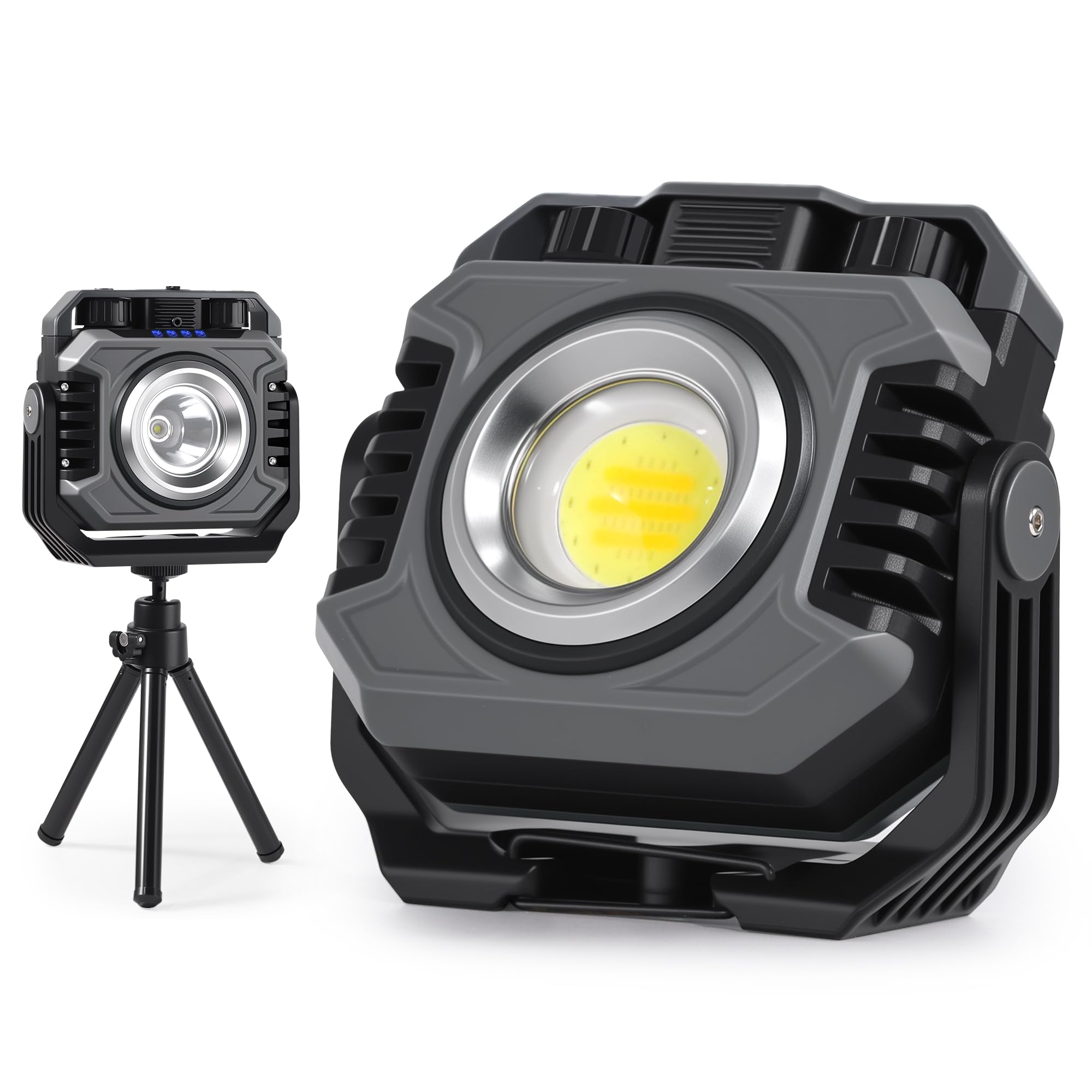 

CHAMCHOI Rechargeable COB LED Floodlight [8000mAh High Capacity, 110 Hours of Continuous Lighting, 5000 Lumens] Compact Work Light, 2700K-8500K,