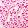 Home Party Supplies 80Pcs Heart Square Shape Loose Beads For Jewelry Making DIY Bracelet Necklace Accessories 6mm Cubic Beads Acrylic