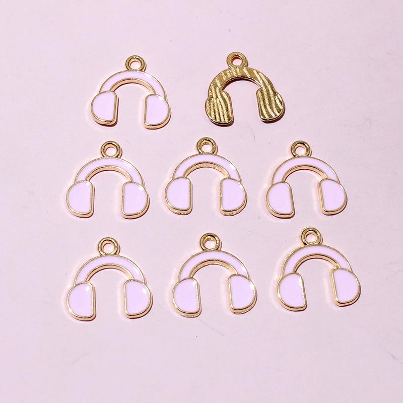20pcs 15x14.5mm Enamel Cute Earphone Headphones Charms Pendant DIY Jewelry Making Accessories for Bracelet Earrings Keychains