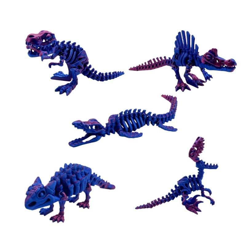 Set de 5 dinosaurios impresos en 3D con articulaciones móviles, incluyendo Ankilosaurio, Sauron y Espinosaurio, pieza de exhibición para el hogar y la decoración