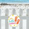 Beach House Accessories Hello Summer Door Sign, Ice Pop Flip Flop Welcome Hanger, Outdoor Patio Decor Farmhouse Hanging Wooden Wreath for Front