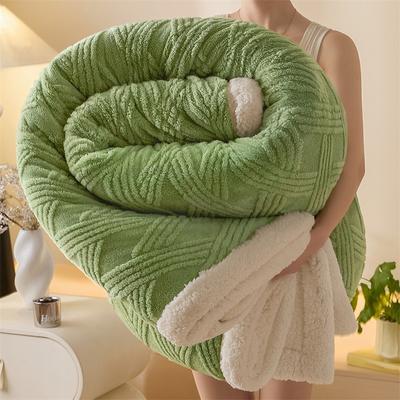 Fluffy Coral Fleece Throw Blanket Thick Warm Fleece Blanket Double Layer Artificial Lambswool Throws Blankets for Sofa or Bed Queen Double Comforter