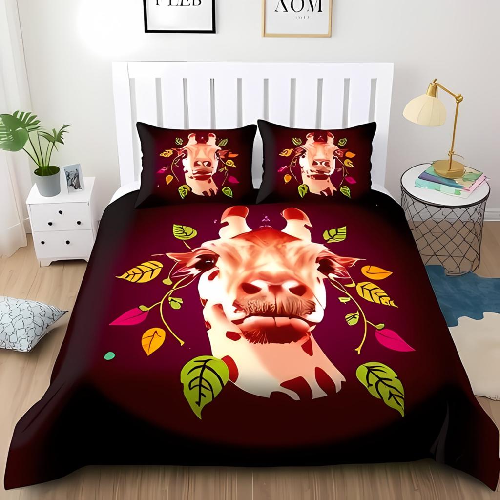 Comforter With Stylized Giraffe Design Warm Colors Toned Borders For Exotic Charm Suitable Children Kids And Adults Soft