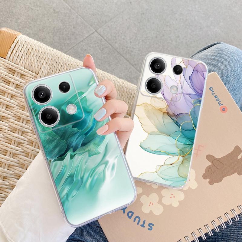Marble Patterned Soft Silicone Clear Case For iPhone 11 12 13 14 15 Samsung A55 A54 A34 A15 S24 M35 Xiaomi Redmi Note 13 Pro Poco Shockproof Cover