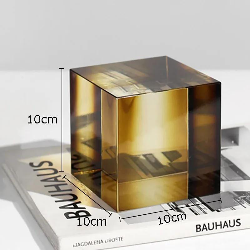 Geometrische Abstufte Kristallwürfel Ornamente Transparent Minimalismus Quadratische Kristallstatue Schreibtischdekoration Glas Handwerk Skulptur