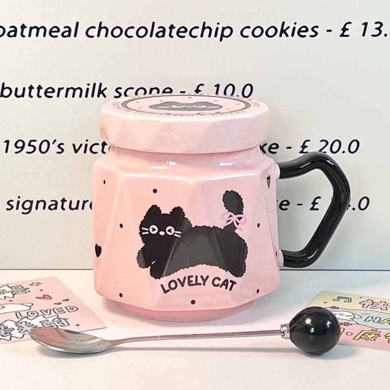 Birthday gift ins Cream Wind Cat Ceramic Mug Girl Heart Coffee Milk Mug Souvenir Gift Box