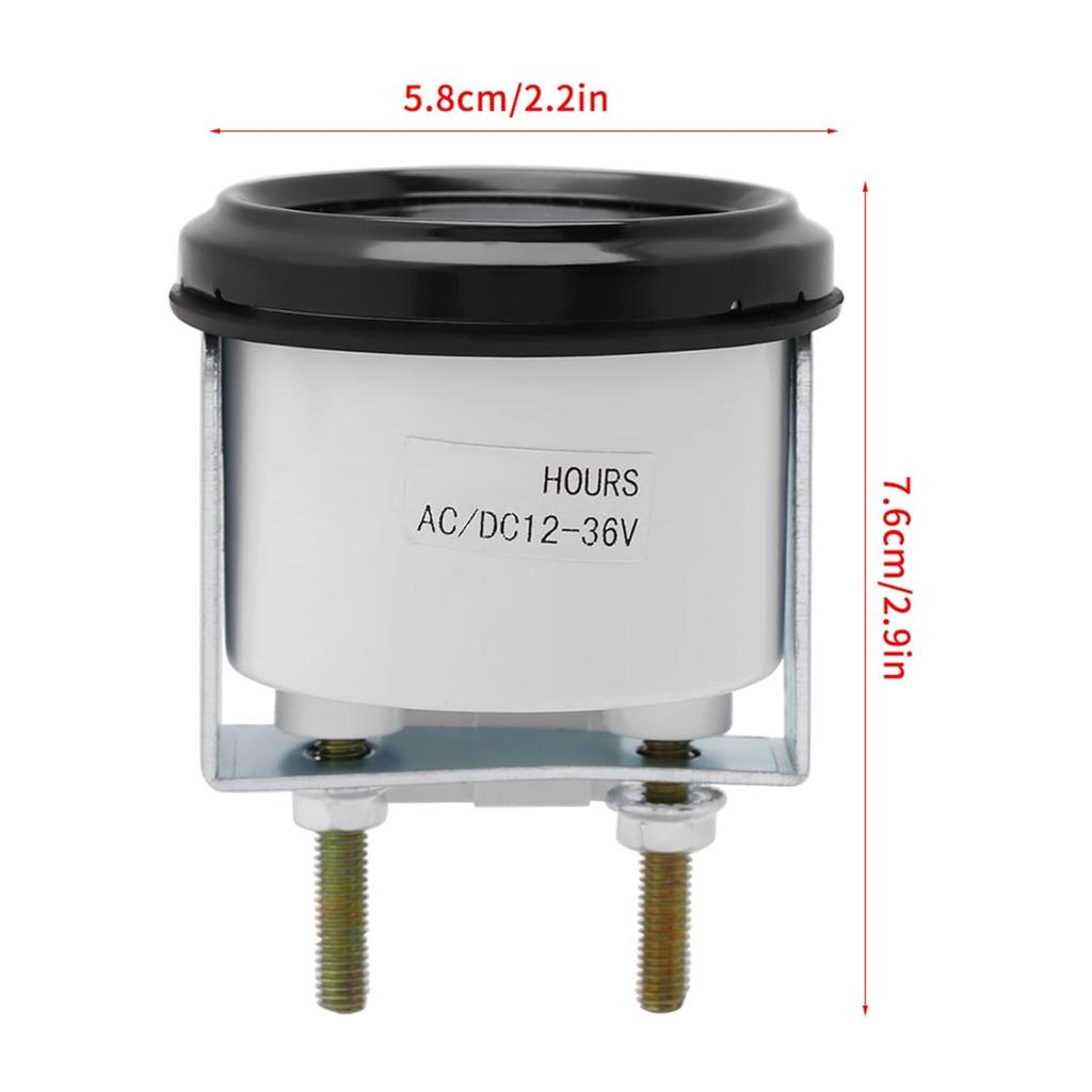 Quartz Hour Meter, 12-36V DC AC Mechanical Round Hour Meter Waterproof Hour Gauge for Boat Auto Snowmobile Lawn Tractors Generators Car Truck Engine