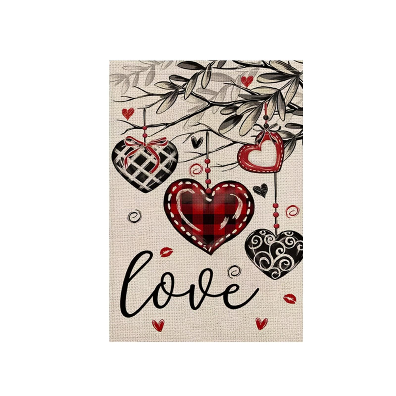 

Садовый флаг ко Дню святого Валентина Гномы приветствуют День святого Валентина Украшение двора на открытом воздухе Садовый флаг One Size