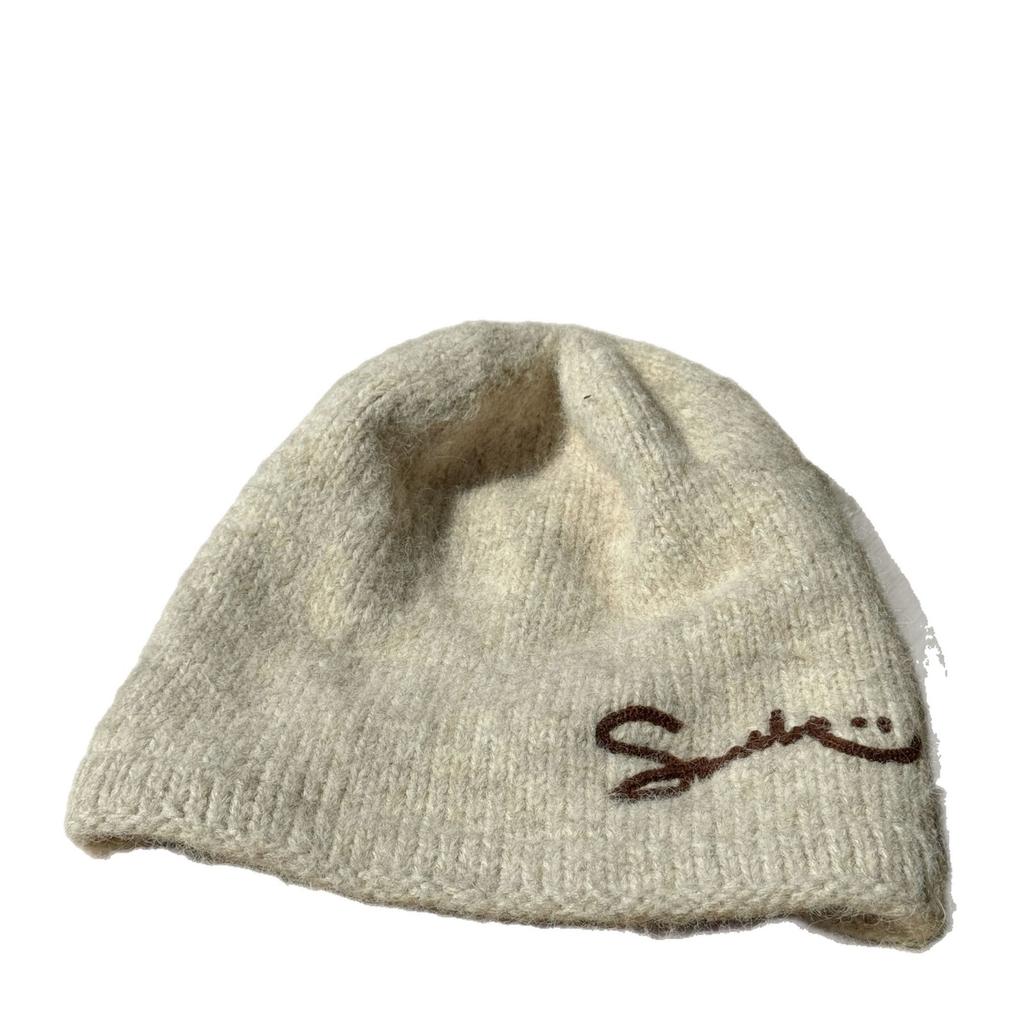 Knitted Hat for Women in Autumn and Winter All Match Large Head Circumference Black Rolled Edge Pile Hat Face Shaping Small Baotou Cold Hat
