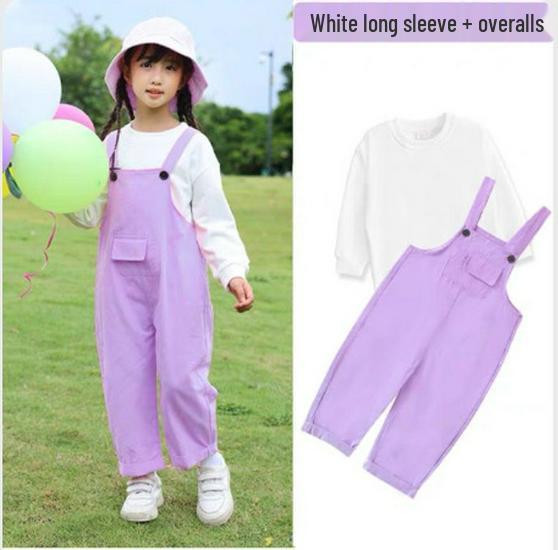Set Salopette Colorata per Bambini: Palette di caramelle autunnale per la festa dello sport e il coro dell'asilo 150 cm