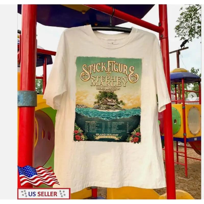 

Stick Figure Island Holiday Tour White T Shirt Full Size S 5Xl S разноцветный