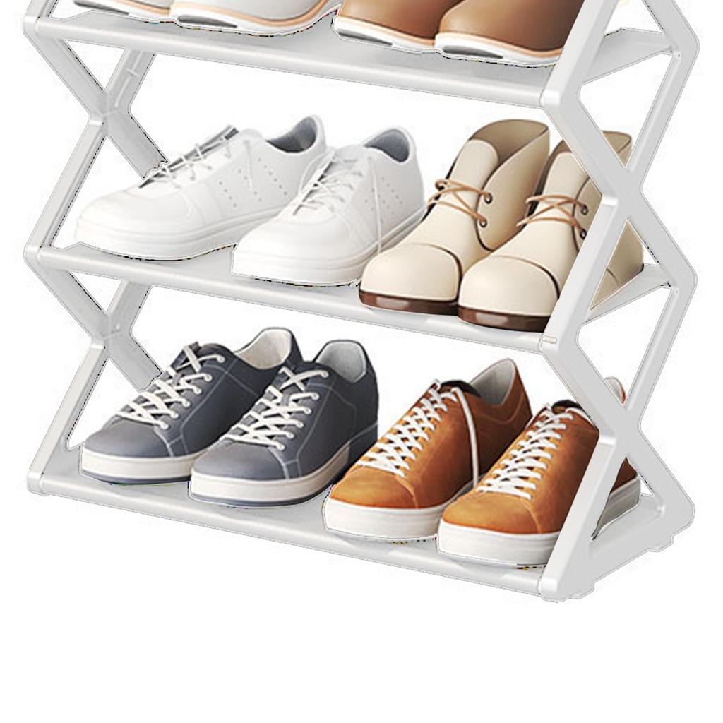 4 Tier Foldable Shoe Rack Space Saving   Standing Shoe Storage   for Closet Hallway Entryway Bedroom