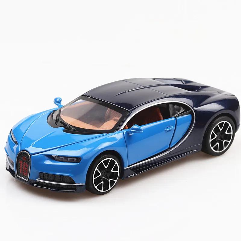 1:32 Chiron Sports Car Model Toys Alloy Diecast Supercar Pull Back Doors Opened Sound Light Racing Vehicle Models for Kids Gifts