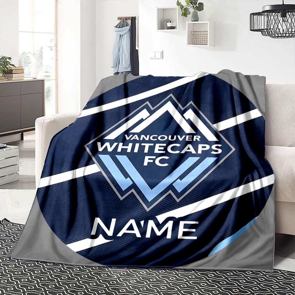 Custom Name Vancouver Whitecaps FC Jersey blanket for Couch & Bed, Plush Cozy Fuzzy Blanket Super Soft & Warm Blankets for Fall and Winter. 0908245