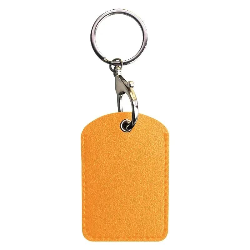 Leather Card Holder Keychain Key Ring Door Lock Access Tags ID Card Case Keychain Access Card Bag Key Tag Ring