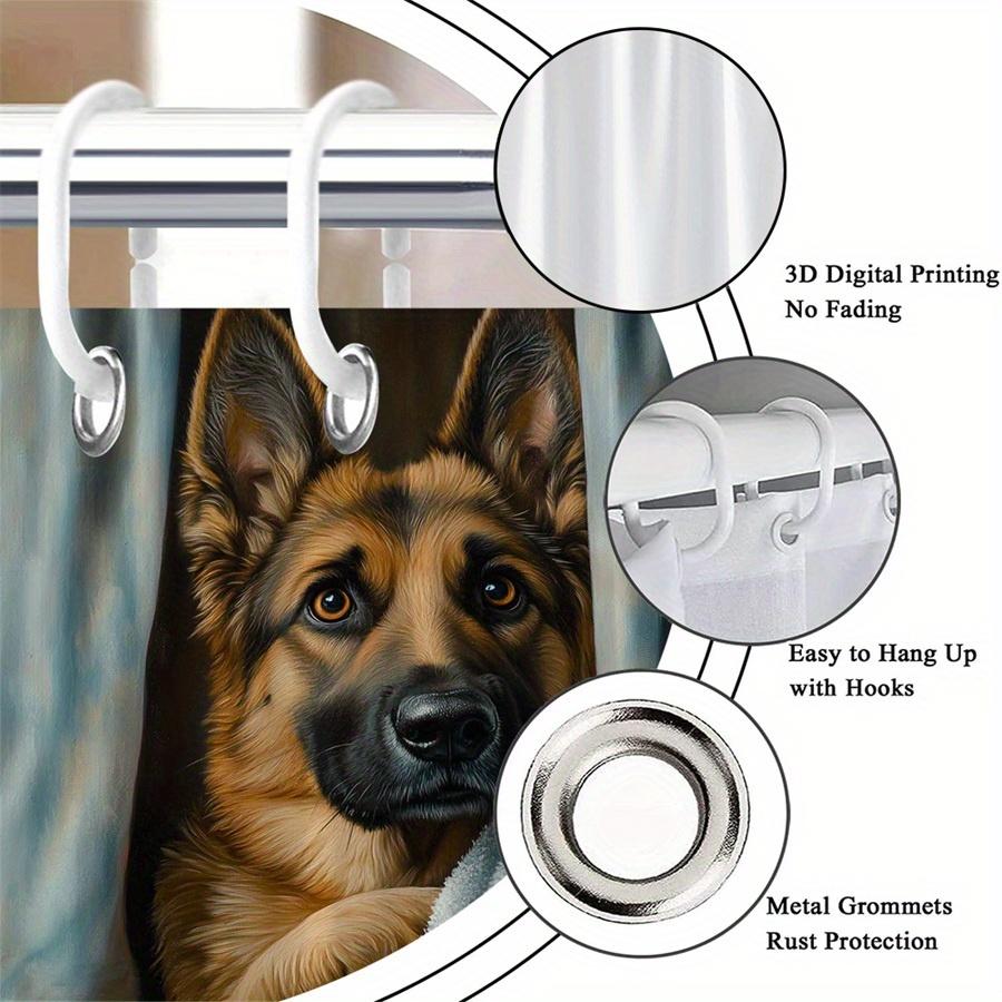 Deutscher Schäferhund Duschvorhang Wasserdicht Leicht zu Reinigen Sichtschutz Druck Haustier Kunst Design Modern Langlebige Materialien