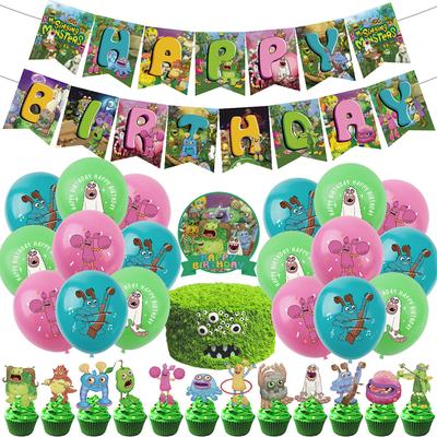 Zum Geburtstagsparty-Zubehör „My Singing Monster“ gehört ein Banner-Luftballon-Kuchenaufsatz