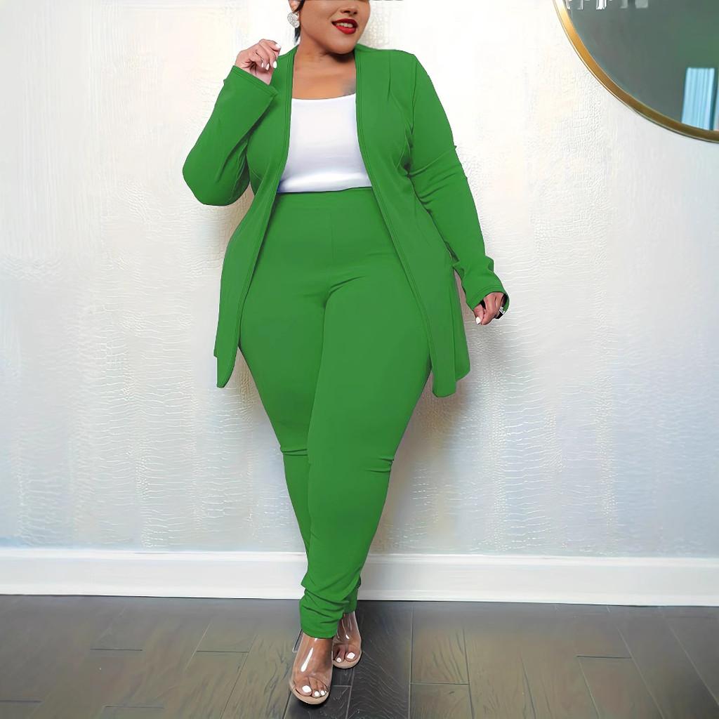 Plus Size Womens Blazer Long Sleeve Casual Suit With Polyester Fabric For Office Wear