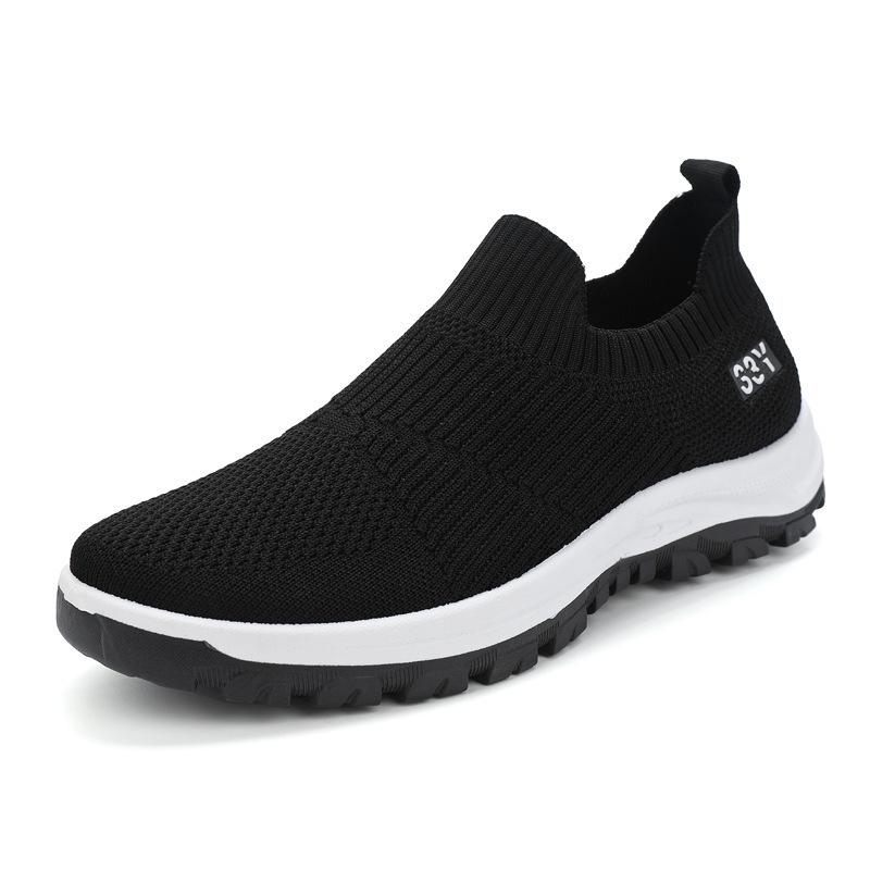 Flying woven breathable casual men's shoes one-pedal shoes lightweight flat-soled trendy walking shoes