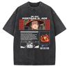 One Piece Poster Marine Printed Tshirt Mens and Womens Washed Tshirt High Quality Vintage Cotton Tshirt Harajuku Tops