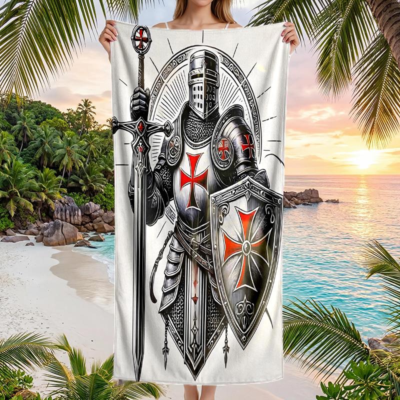 Cross Templars Knight Fashion Beach Towel: Ideal for Summer Adventures Soft, absorbent and quick drying suitable for swimming and bathing