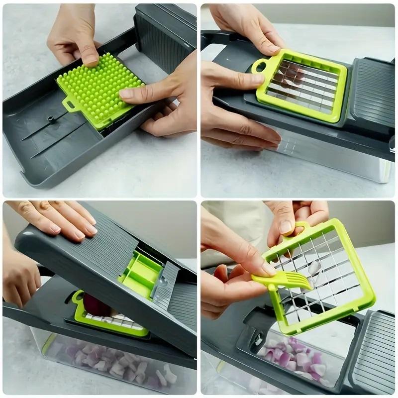 Vegetable Chopper Slicer 14-in-1 with Spice Chopper Set 7 Blades Veggie Dicer Onion Fruit Cutter