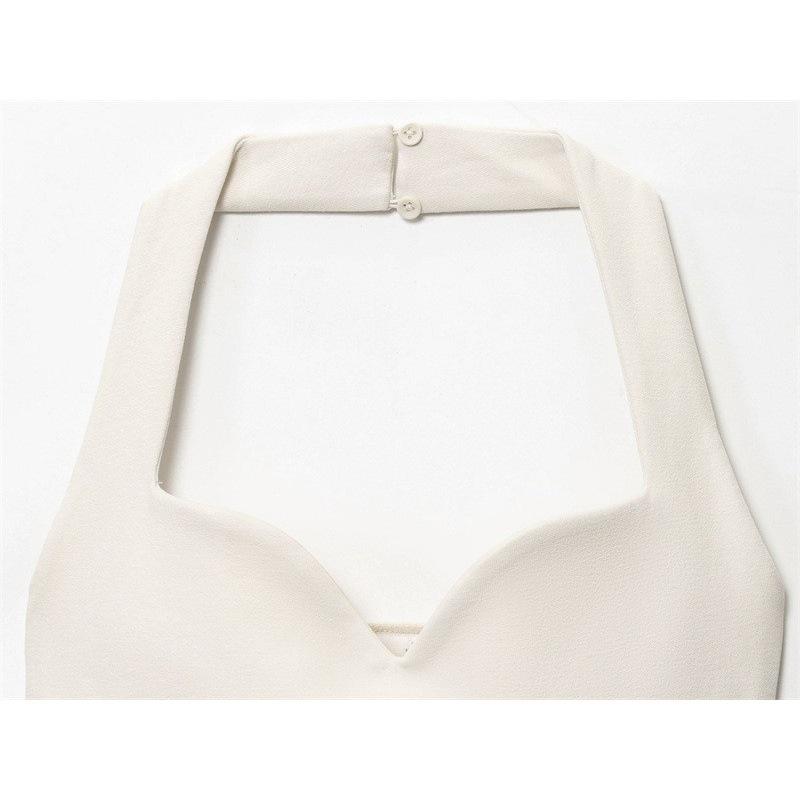 European & American Early Autumn French Strapless Halter Knit Jumpsuit: Elegant, Backless, Waist-Cinching Style