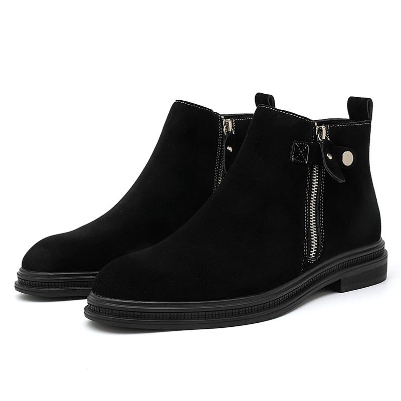 

Men High Top Boots Suede Solid Color Fashiable Comfortable Low Heel Casual Business Ankle Boots 38 чёрный