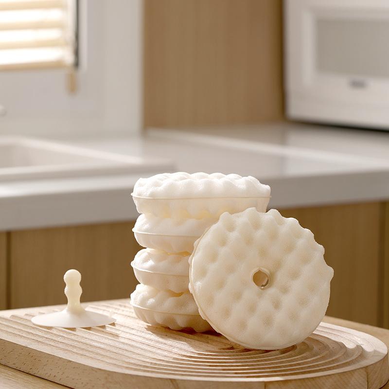 3D Honeycomb Sponge Set - Polyurethane Double-sided Cleaning Pads with Suction Cup for Kitchen Cleaning - 1 Set