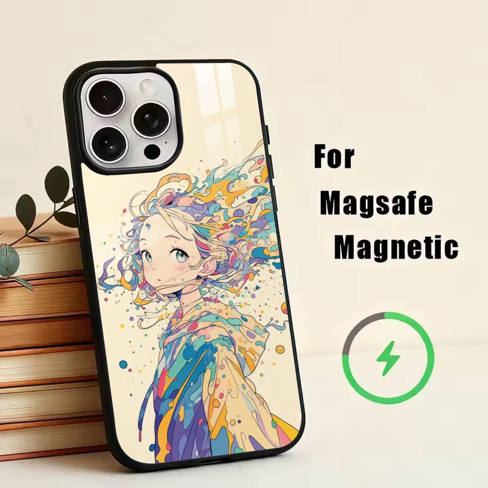 

C-Cartoon illustration Phone Case For iPhone17,16,15,14,13,12,11 Plus,Pro Magnetic For Magsafe Wireless Charging iPhone13