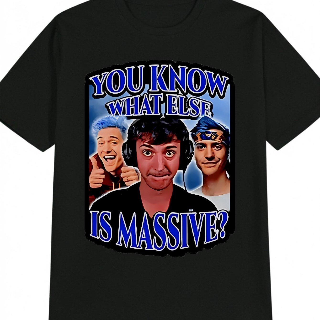 Men s  You Know What Else Is Massive  Meme Portrait Casual Tee L чёрный