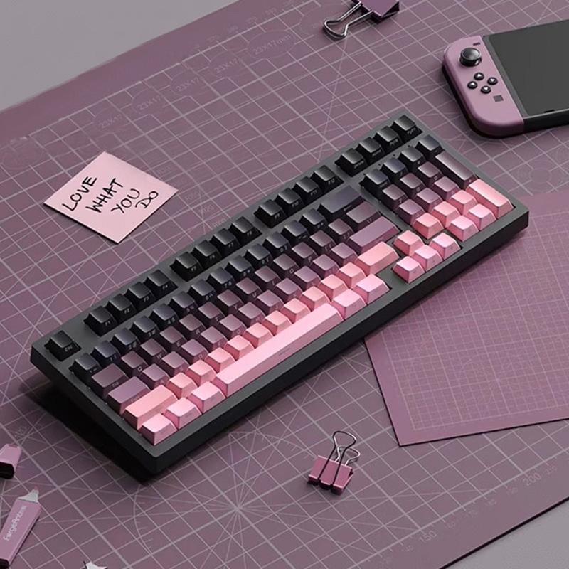 2025 Good Gradient Keycaps Side Printed Shine Through PBT Double Shot OEM Profile for MX Switches Gaming Keyboard 130+key Caps